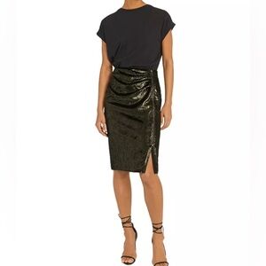 Reiss Shimmering Black Pencil Skirt